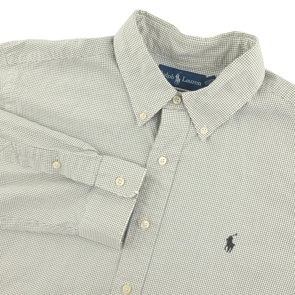 Ralph Lauren Shirt‎ Mens XL White Check Long Sleeve Button Down Classic Fit